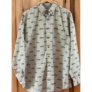The Nature Company Wilderness Mens XL Trout Fish Print Cotton Button Down Shirt